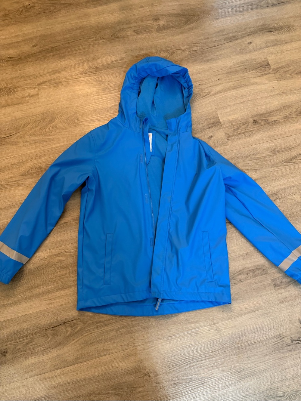 Cat & Jack Bright Blue Hooded Rain Jacket with Reflective Trim
